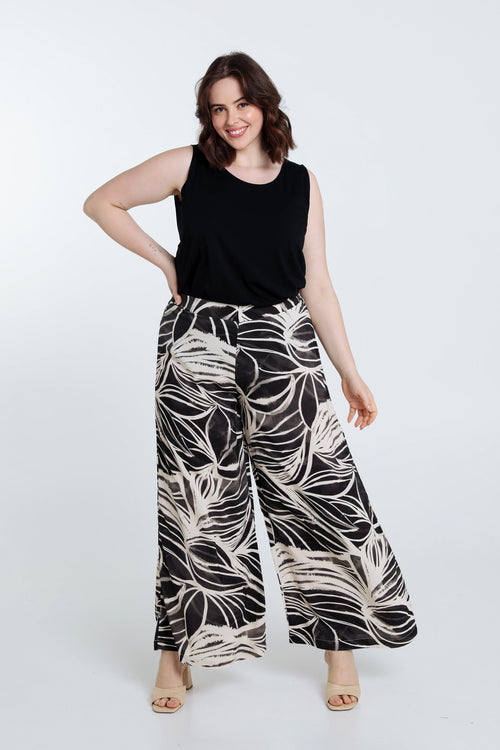 Pantalon feuillage en viscose-Paprika-7