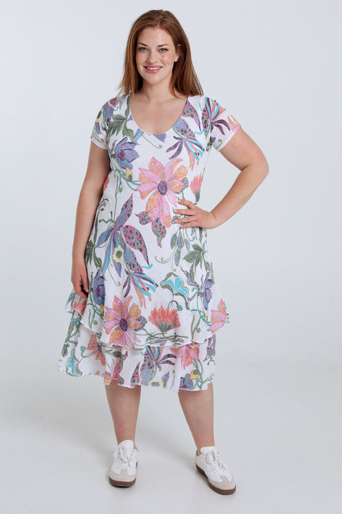 Robe en gaze de coton imprimé floral-Paprika-8