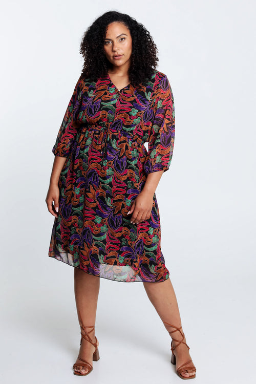 Robe en voile imprimée-Paprika-7