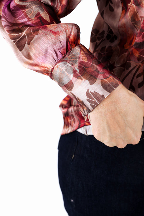 Chemise lavallière imprimé cachemire flou-Paprika-4