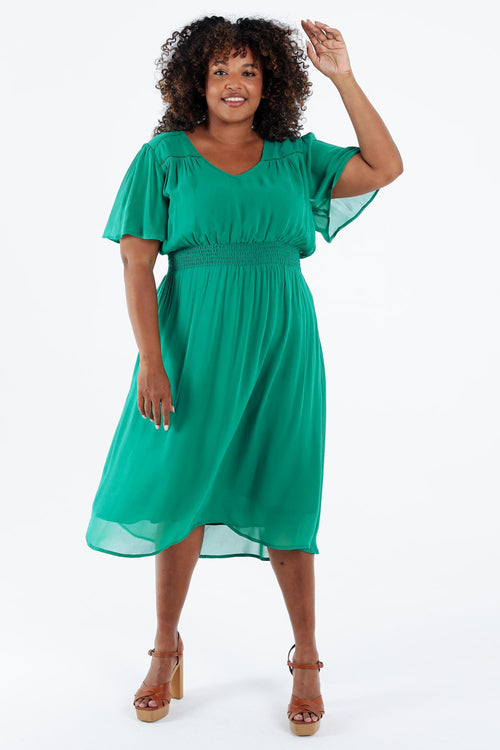 Robe longue en viscose unie-Paprika-8