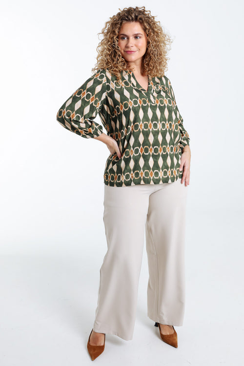 Blouse en viscose imprimé graphique-Paprika-9