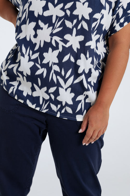 Blouse en viscose imprimé floral bicolore-Paprika-6