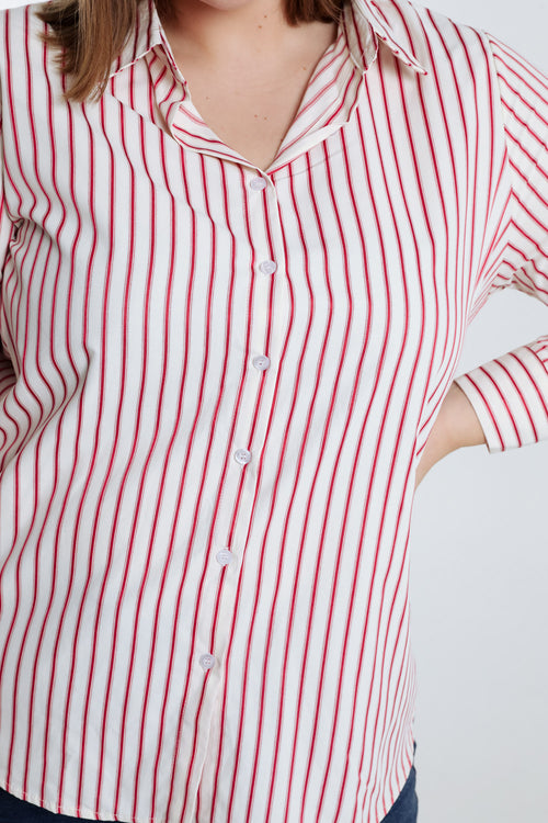 Chemise en coton rayée-Paprika-5