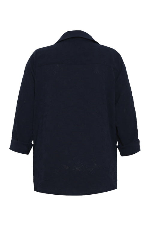 Chemise unie avec motif fleurs en relief-Paprika-10