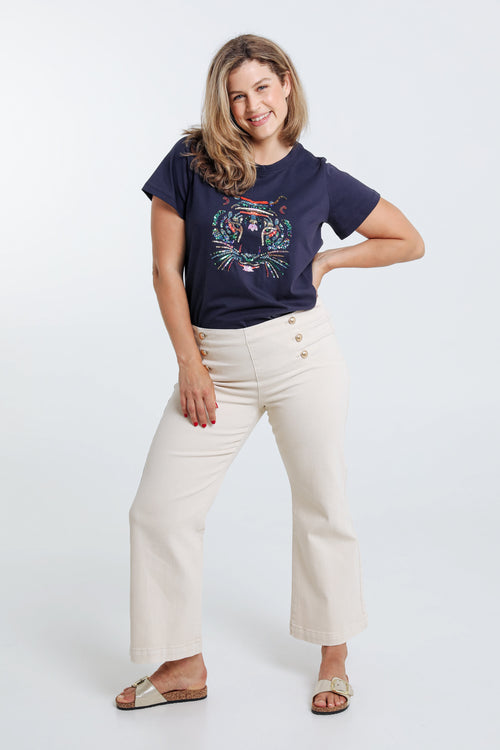 Pantalon Palazzo avec 6 boutons-Paprika-6