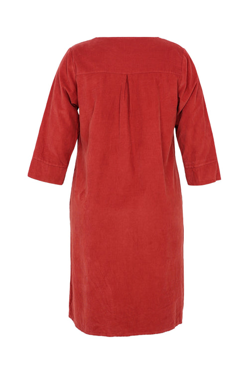 Robe tunique en velours uni-Paprika-2