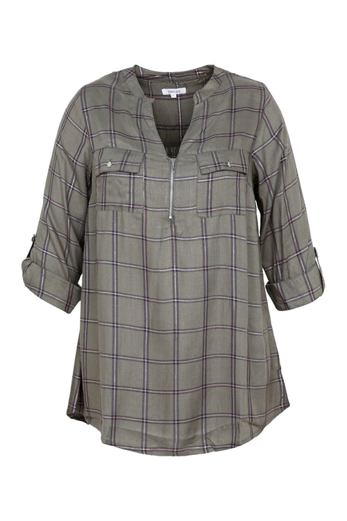 Chemise à carreaux en viscose-Paprika-10