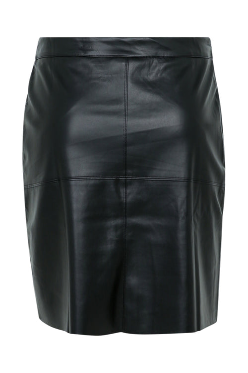 Jupe courte en faux cuir unie-Paprika-12