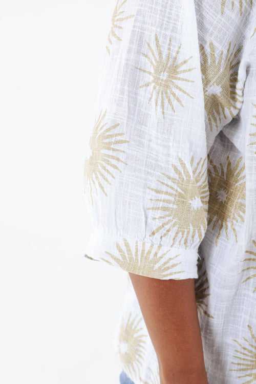 Blouse en coton imprimé soleil en foil-Paprika-4