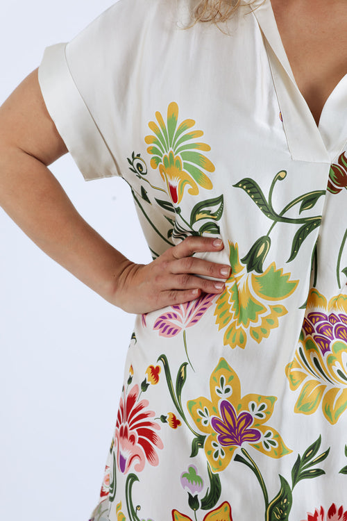 Robe en viscose à imprimé floral-Paprika-5