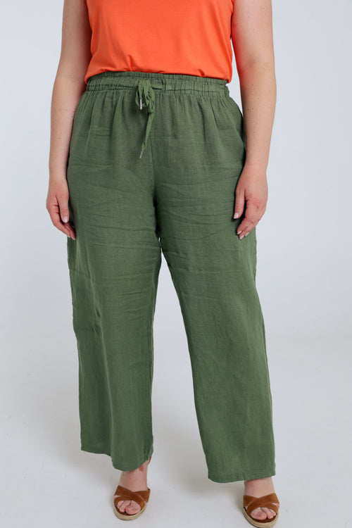 Pantalon en lin uni-Paprika-3