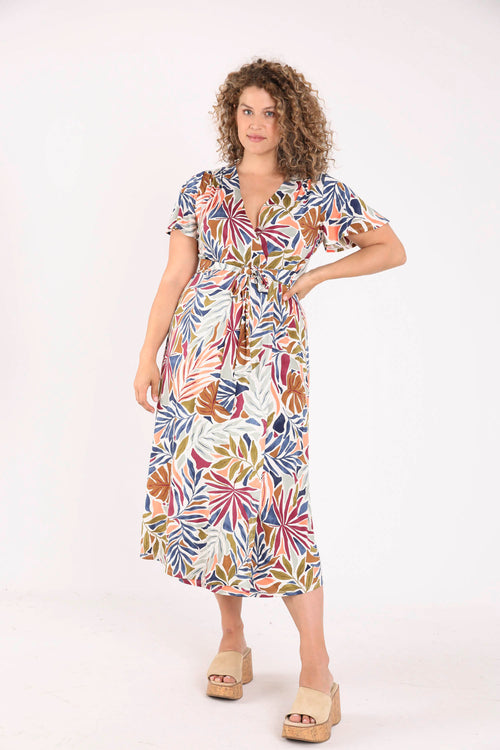 Robe cache-coeur imprimé fleuri-Paprika-6