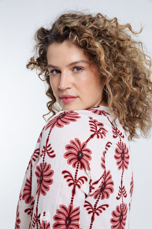 Blouse détail ajouré imprimé bicolore-Paprika-5