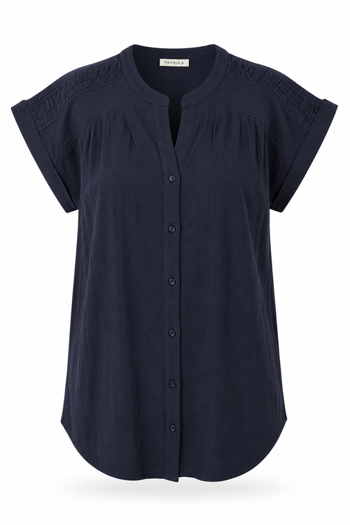 Top en coton uni-Paprika-1