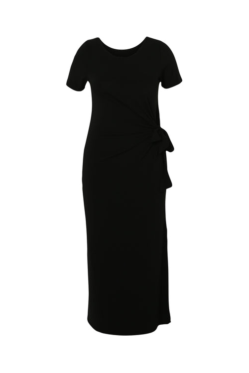 Robe en maille unie avec noeud-Paprika-10