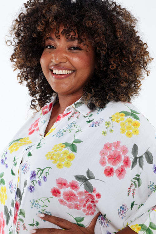 Chemisier ample en viscose imprimé floral-Paprika-6