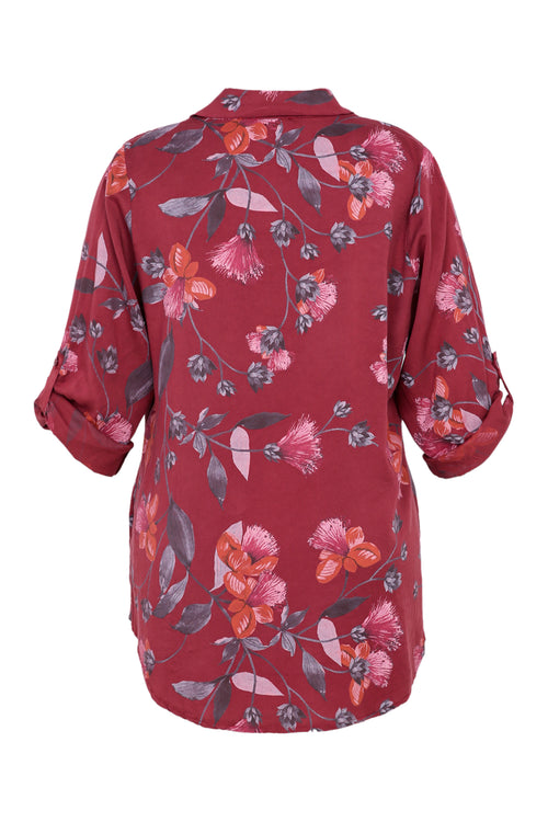Chemise imprimé floral avec strass-Paprika-11