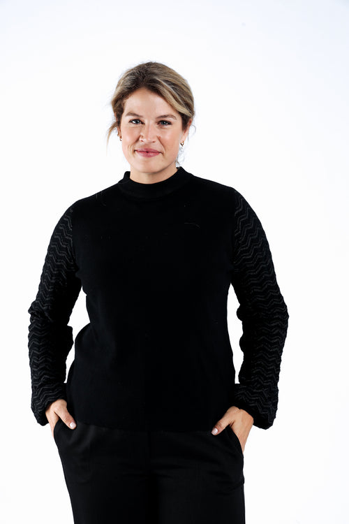 Pull uni avec manches chevrons-Paprika-2