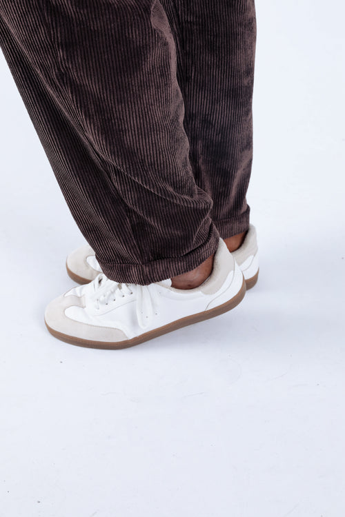 Pantalon chino 7/8 en velours uni-Paprika-6