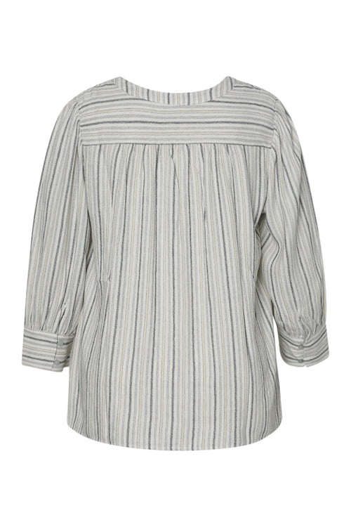 Blouse en viscose et lin rayée-Paprika-9