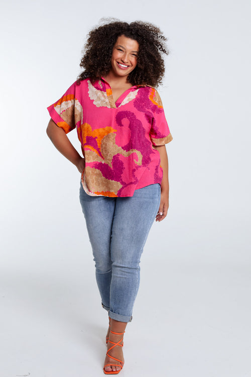Blouse en coton imprimé floral-Paprika-7