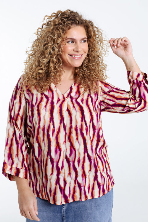 Blouse en viscose imprimé tie and dye-Paprika-1