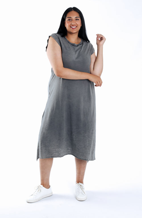 Robe t-shirt en coton unie-Paprika-6