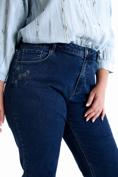 Jeans droit Mia avec broderies-Paprika-4