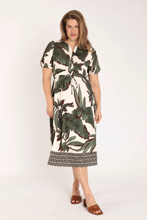 Robe en viscose imprimé feuilles-Paprika-9