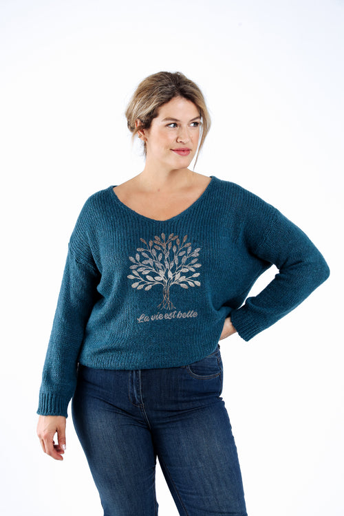 Pull imprimé arbre de vie-Paprika-1