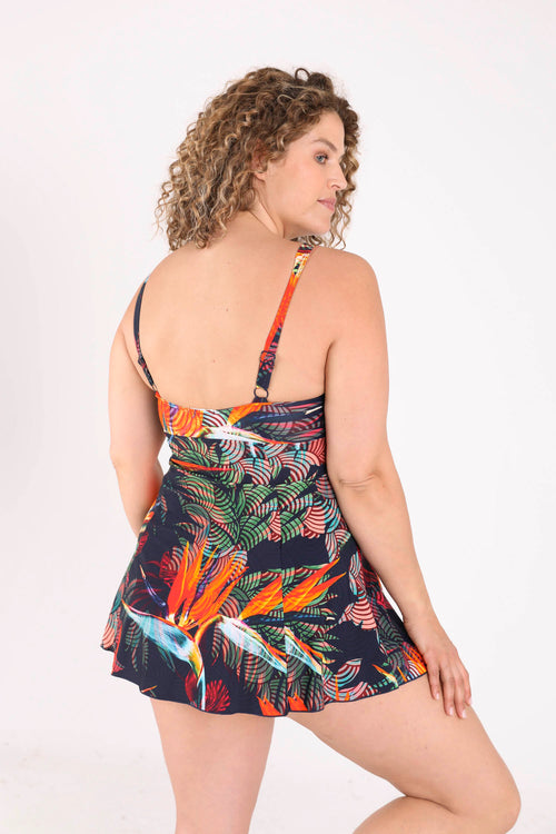 Robe maillot imprimé tropical-Paprika-2