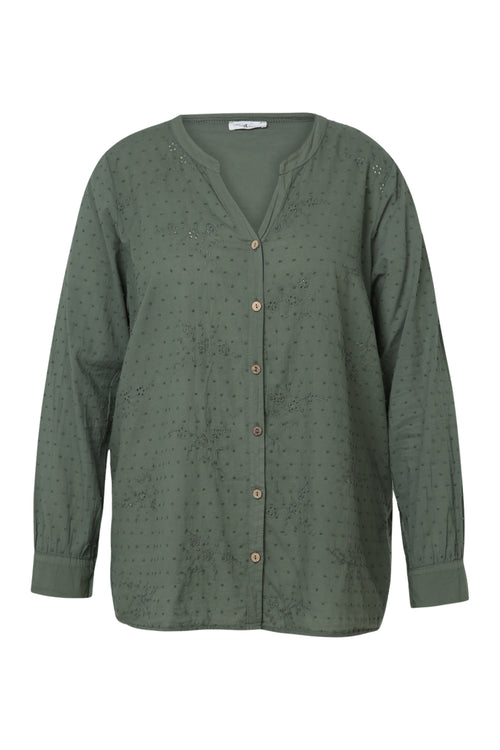 Blouse en coton unie broderies et plumetis-Paprika-10