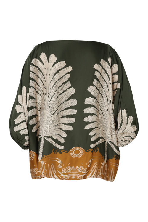 Blouse en viscose imprimé palmes-Paprika-11