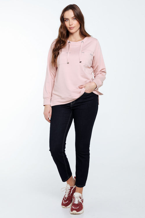Sweat en molleton uni avec stass-Paprika-9