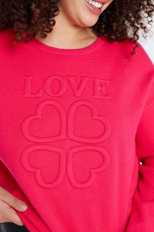 Pull uni lettrage en relief "Love"-Paprika-4