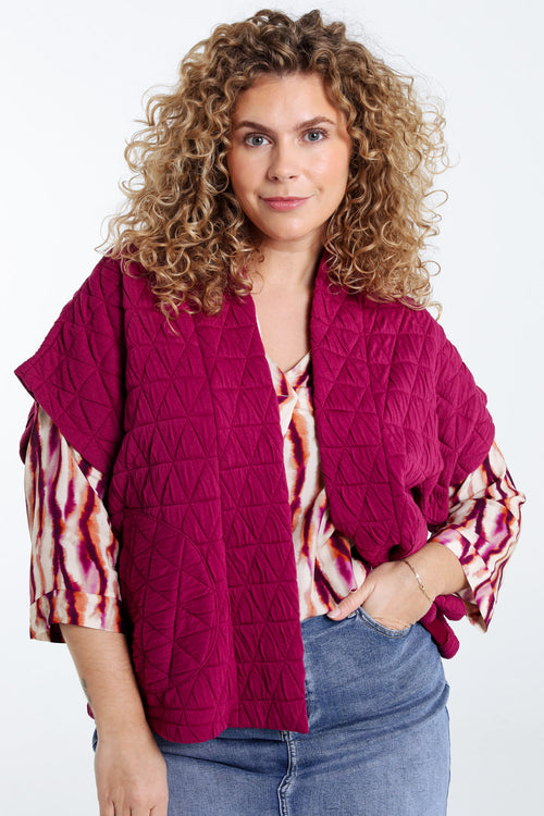 Veste kimono matelassée unie-Paprika-1