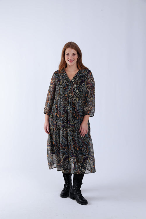Robe imprimé cachemire-Paprika-7