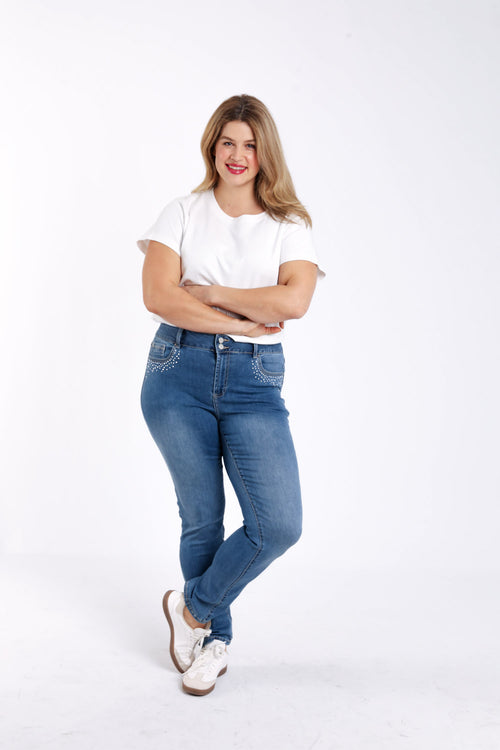 Jeans Louise slim L32 détail strass-Paprika-6