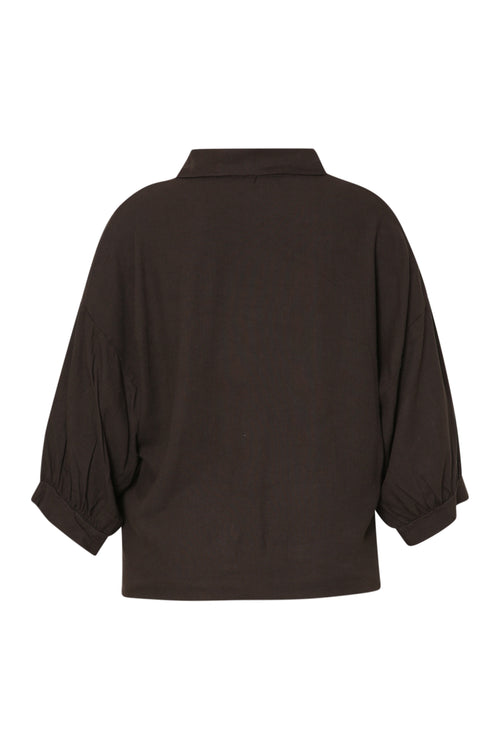 Chemise à nouer en lin et viscose unie-Paprika-9
