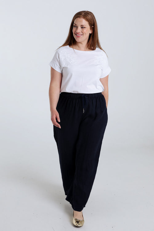 Pantalon en lin uni-Paprika-8