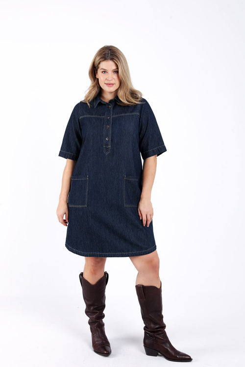 Robe courte en jeans-Paprika-6