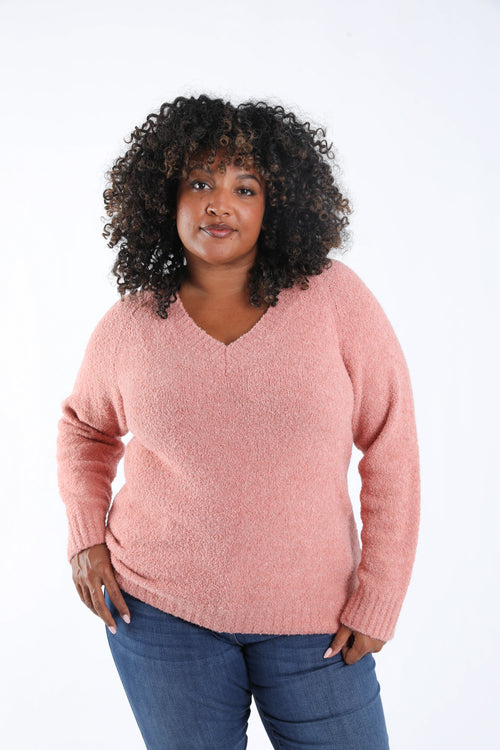 Pull maille bouclette uni-Paprika-1