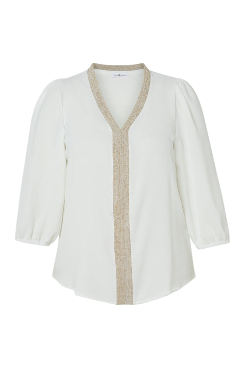 Blouse unie avec bande dorée-Paprika-10