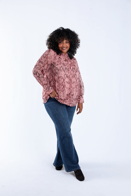 Blouse imprimé serpent avec lurex-Paprika-5