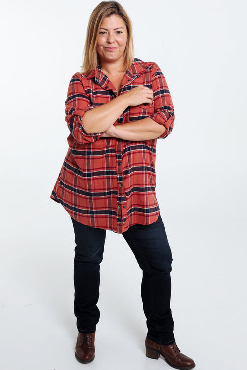 Chemise à carreaux en coton-Paprika-7