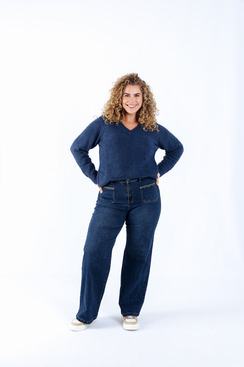 Jeans Elodie avec poches et détail broderie-Paprika-5