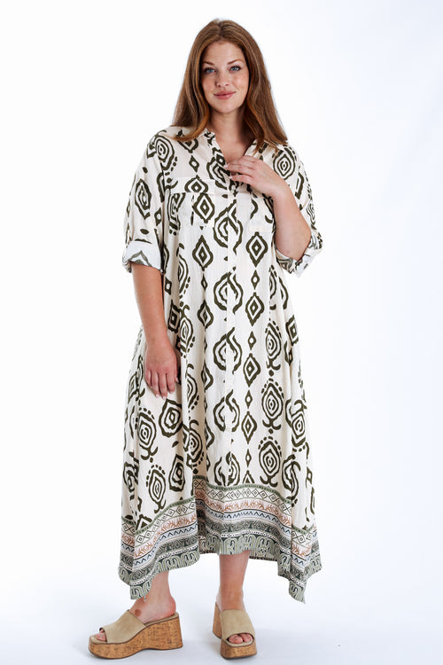 Robe longue imprimé ethnique bicolore-Paprika-9