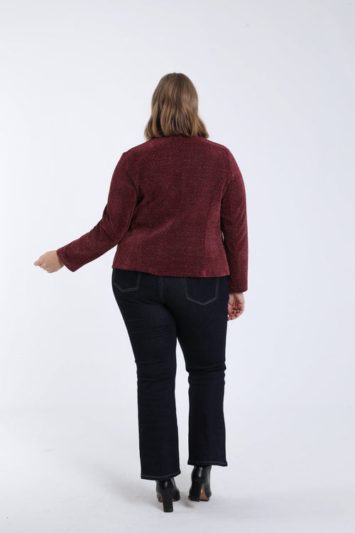 Veste jacquard bicolore avec lurex-Paprika-3