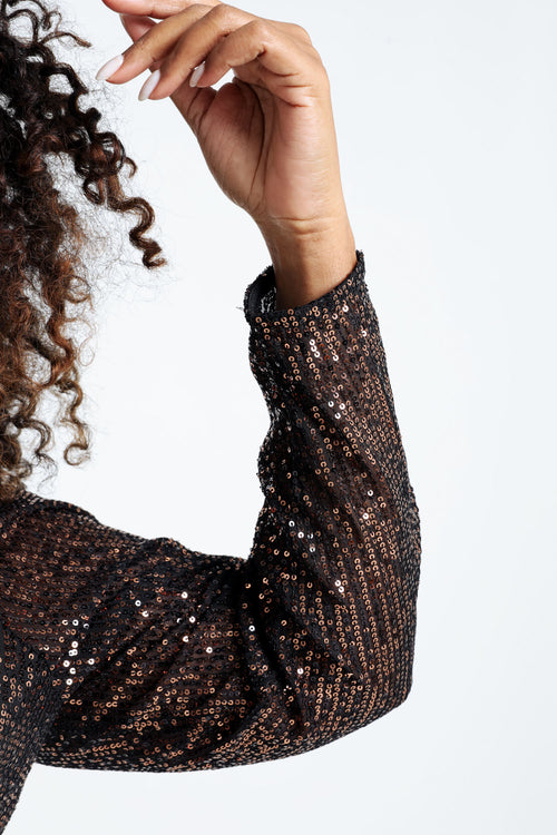 Robe à paillettes col cache-coeur-Paprika-4